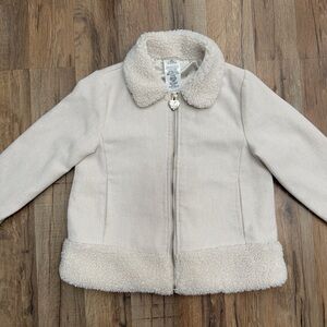 Disney Girls Sherpa Jacket Cream Hearts‎ Lining Size 7/8 Cozy Winter